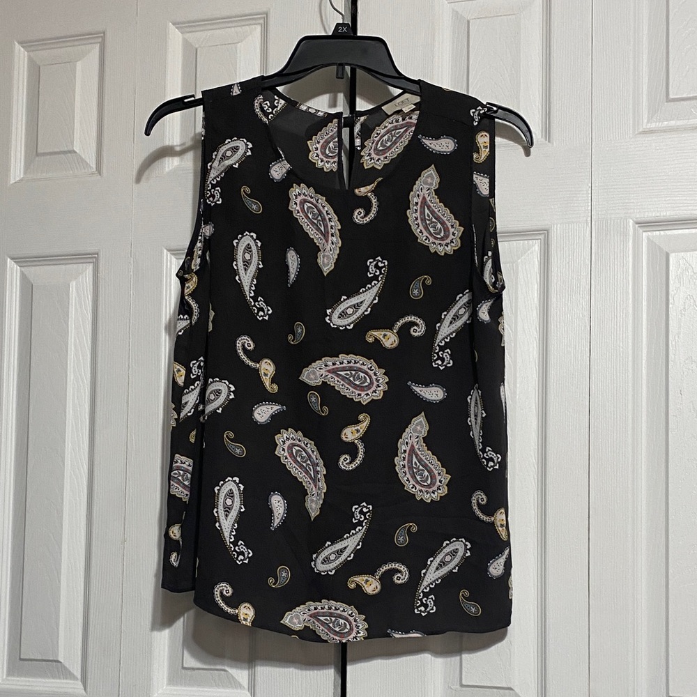LOFT lightweight sleeveless floral Sleeveless Top shirt blouse LARGE